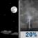 Saturday Night: A 20 percent chance of showers and thunderstorms after 4am.  Partly cloudy, with a low around 77. South wind 10 to 15 mph, with gusts as high as 20 mph. 